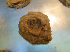PB cookie dough with center depression