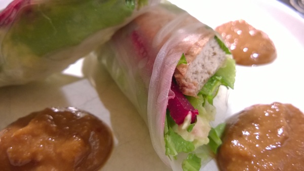 Tofu Summer Rolls with Beets and Greens