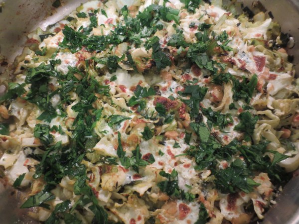 Cabbage & White Beans with Leeks and Crispy Potatoes