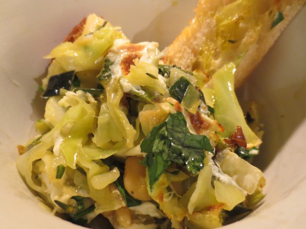 Cabbage and White Beans with Olive Oil Soaked Bread