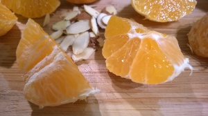 Orange segments and slivered almonds
