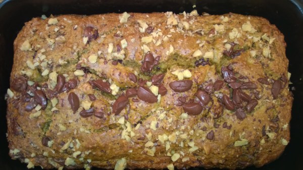 Banana Bread flecked with chocolate chunks and walnuts