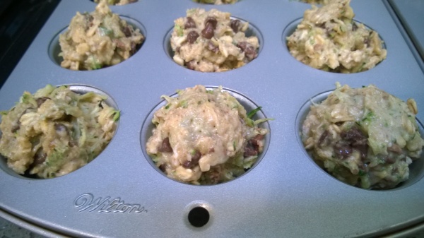 Chocolate Chip Zucchini Mini Muffins in the pan
