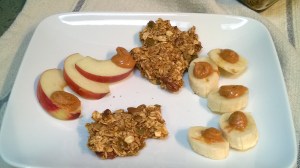 pumpkin pecan granola with apple and banana 