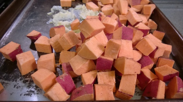Diced sweet potatoes with ginger 