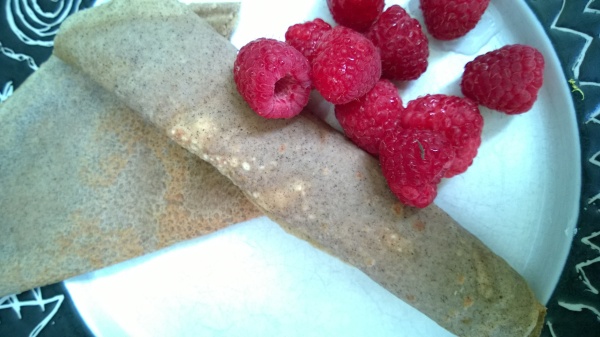 Crepes with fresh raspberries