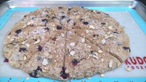 gluten free, vegan, blueberry almond coconut scones ready to bake